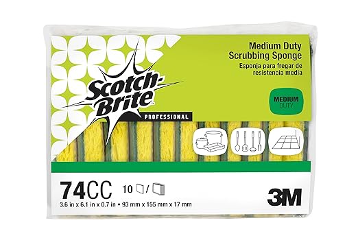 3M Scotch-Brite Medium Duty Scrubbing Sponge 74, 6.1 in x 3.6 in x 0.7 in, 20/Case