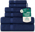 SALBAKOS - Luxury 6 Piece Towel Set, 100% Turkish Cotton, Quick Drying, Highly Absorbent & Comfy, Includes 2 Bath Towels, 2 Hand Towels & 2 Washcloths | (Navy)