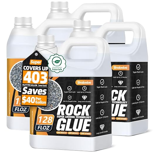Rock Glue for Landscaping, 4 Gallon 20X Mega Hold Mulch Hold Gravel Binder, Intertek Test Pea Gravel Stabilizer, Pet Safe Mulch Stone Adhesive for Walkways, Yards & Decorative Driveway Edges