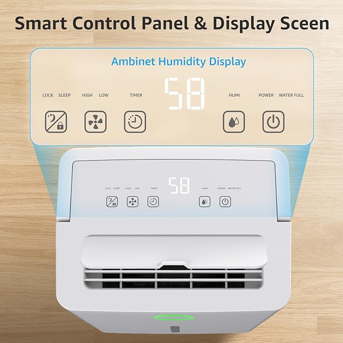 KNKA 1600 sq.ft Dehumidifiers for Basement, 21 Pint Dehumidifiers for Home with Drain Hose, Continuous Drainage, Washable Filter, Intelligent Humidistat for Bedroom, Bathroom, Large Home