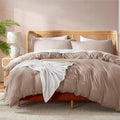 Nestl Khaki California King Duvet Cover Sets - Soft Double Brushed Cal King Duvet Cover, 3 Piece, with Button Closure, 1 Duvet Cover 104x98 inches and 2 Pillow Shams