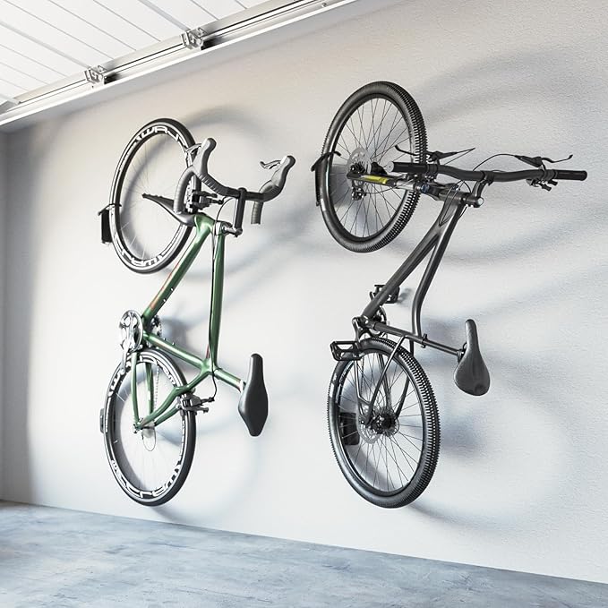 monTEK Swivel Bike Wall Mount, Bike Hangers for Garage, Space-Saving Vertical Bike Rack, Sturdy Bike Storage Rack Holds Up to 66lbs, Easy to Install, 2 Pack
