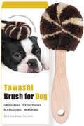 Wablade Dog Brush for Sensitive Dogs & Puppies, Soft, 8.3", Made in Japan | Daily grooming & massage for routine care, gently lifts loose surface fur with palm & sisal fibers (Not a Deshedding Tool)
