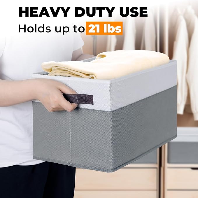 8 Pack Closet Storage Bins with Lids - Stackable Storage Baskets for Organizing Clothes Toys Blankets - Odorless for Baby Nursery Organization and Storage Boxes Totes for Bedroom Dorm Room