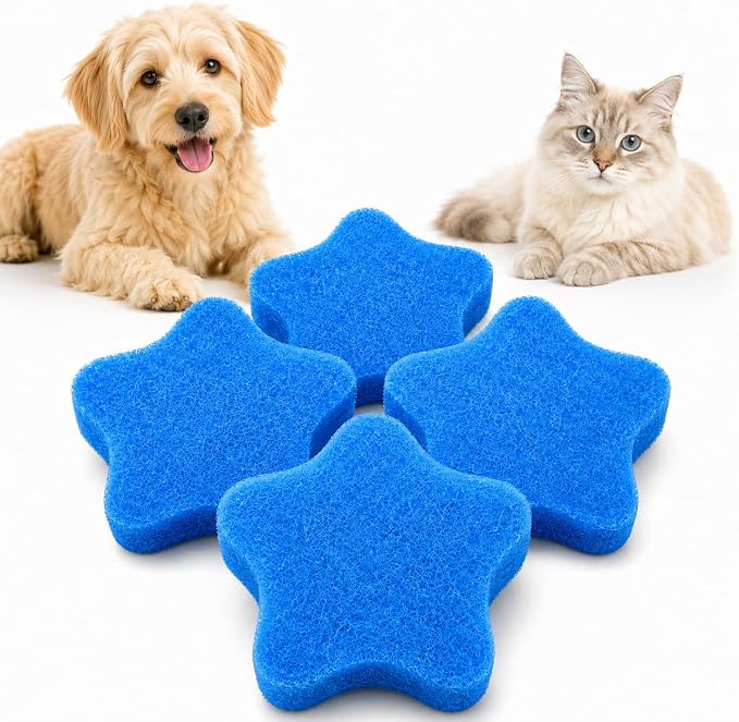 4 PCS Pet Hair Remover for Laundry, Reusable Pet Hair Catcher for Washing Machine, Laundry Fur Lint and Dander Remover, Washer Hair Catcher for Dog and Cat Hair, Easy to Clean, Blue