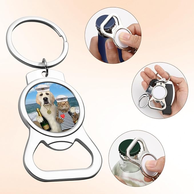 Bokon 60 Pcs Sublimation Blanks Keychains Metal Bottle Opener Keychains Transfer Sublimation Key Rings for Photos (3.74 x 1.54 Inches)