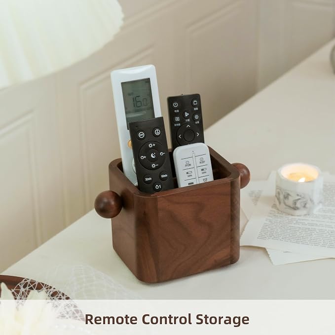Solid Wood Makeup Brush Holder,Wood Remote Control Holder