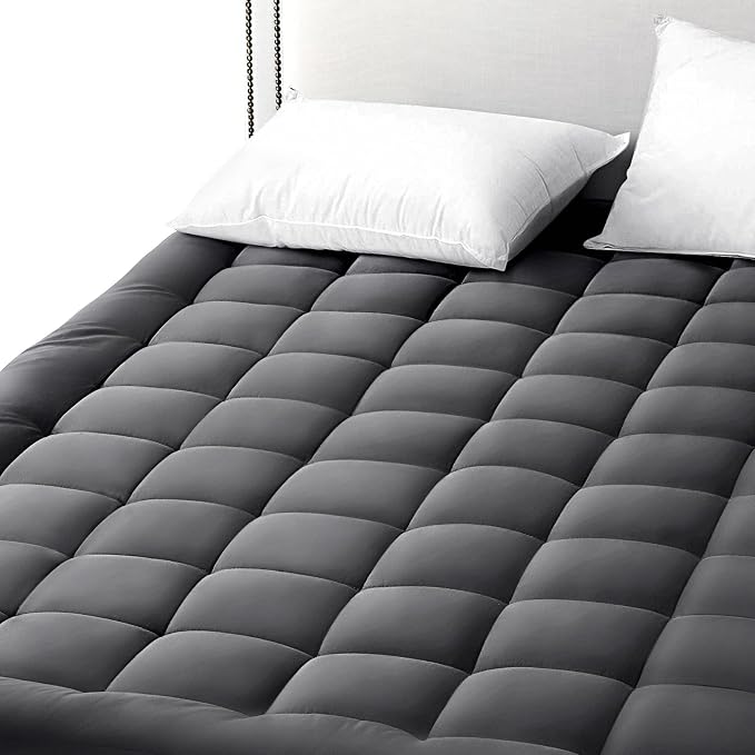 EASELAND Twin Size Mattress Pad Pillow Top Mattress Cover Quilted Fitted Mattress Protector Single Cotton Top 8-21" Deep Pocket Cooling Mattress Topper (39x75 Inches, Dark Grey)