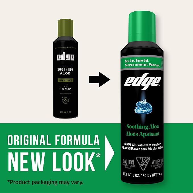 Edge Shaving Gel for Men, Soothing Aloe with Twice The Aloe, (6 Pack) - Shave Gel For Men That Moisturizes, Protects and Soothes To Help Reduce Skin Irritation
