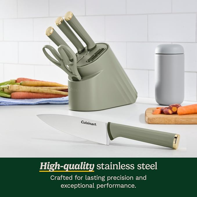 Artisan Elite Stainless Steel Cutlery 6 Piece Knife Block Set, Green