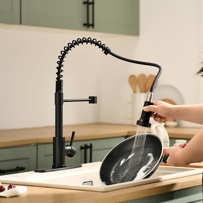 GIMILI Black Touchless Kitchen Faucet with AC Adapter, Smart Motion Sensor Hands Free Single Handle Kitchen Sink Faucet with Pull Down Sprayer, Matte Black