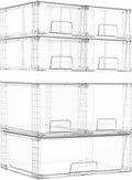 Vtopmart 7 Pack Stackable Storage Drawers, Easily Assemble Clear Plastic Organizer Bins, Storage Drawer Set for Pantry and Kitchen Cabinet Organization, Bathroom or Closet Storage