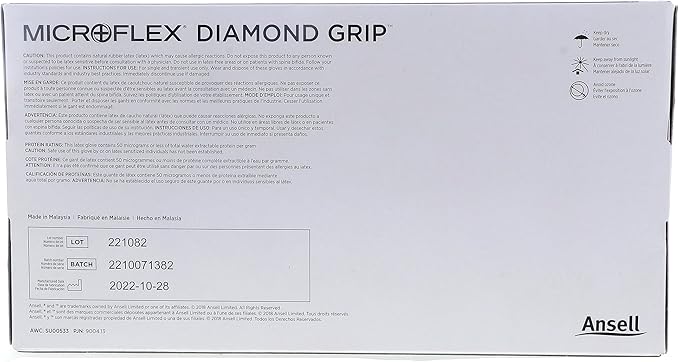 Ansell MICROFLEX Diamond Grip MF-300 Exam Standard Gloves - Size L, Natural (Bundle of 200)