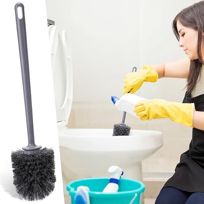 Reallnaive 24 Pack Toilet Brush Bulk, Commercial Heavy Duty Professional Toilet Bowl Cleaning Brush for Bathroom, Restroom Maintenance Cleaning Supplies (Grey)