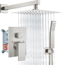 Aolemi Shower Faucet Set Rain Shower System with Handheld Spray Bathroom Shower Combo Rough-in Valve and Shower Trim Kit Included Brushed Nickel 8 Inch Wall Mount Shower Head