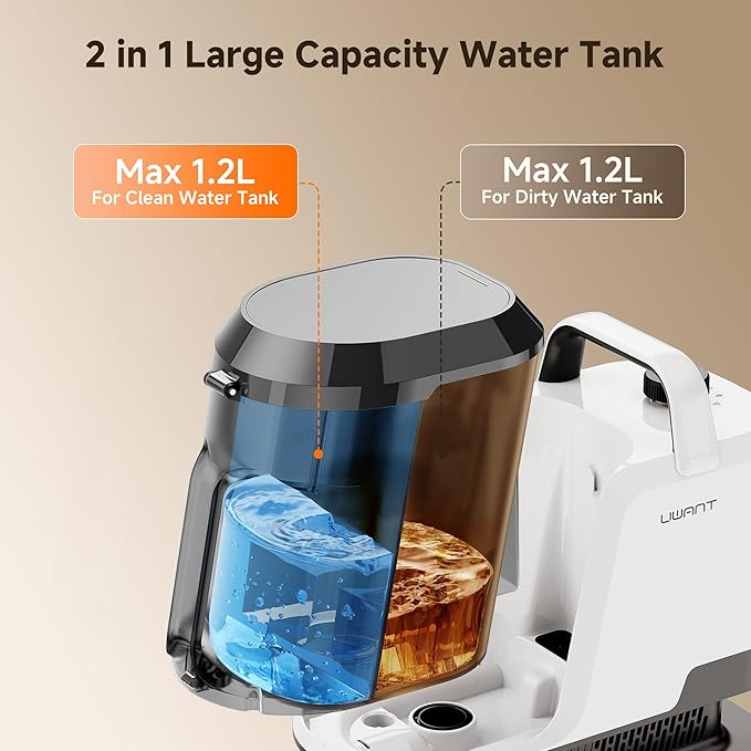 Uwant Upholstery Cleaner Machine with 18Kpa Suction Portable Carpet Cleaner Machine for Cars, Pets with Pet Pro Solution and Self Cleaning Tools Set of 1 for Spot, Rug, Couch