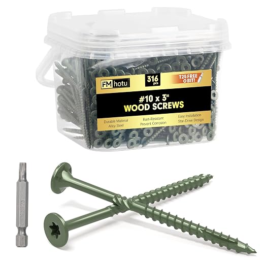 #10 x 3” Deck Screws, 316Pcs Star Drive Wood Screws | Rust Resistant Timber Screws for Timber/Log/Landscaping Wood, T25 Star Bit Included, Green