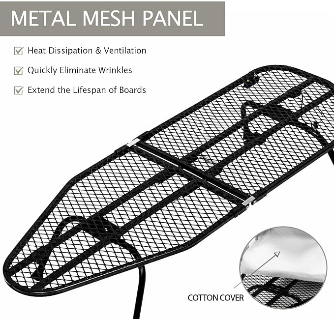SheeChung Small Ironing Board 12"x32",Mini Ironing Board with Metal Mesh | Foldable,Tabletop,Hanging Hook,Cotton Cover,Heat Resistant Pad,Space Saving,Non-Slip Feet,Fits for Dorm Travel Sewing Room