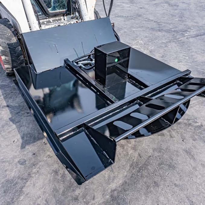 63" Wide Skid Steer Brush Cutter Attachment - 57.6"/1460mm Cutting Width, 2 Bi-Directional Blades, Fits Bobcat and Most Skid Steer Loaders, Ideal for Landscaping, Trail Clearing and Construction