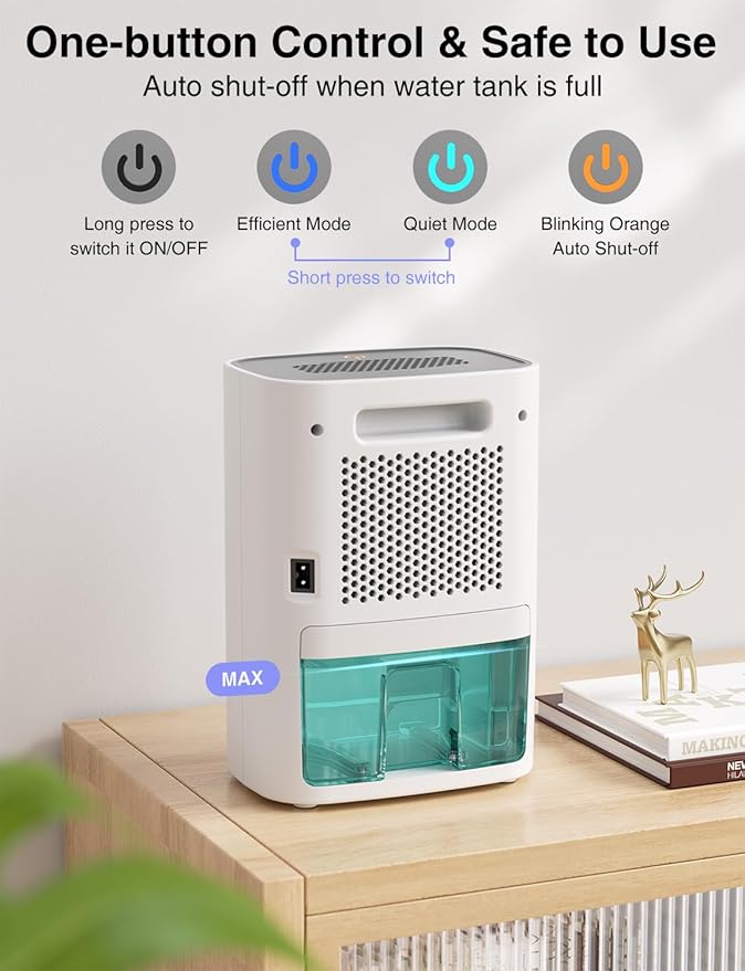 CLEVAST Small Dehumidifier for Home, 30oz Quiet Mini Dehumidifier for Bathroom, Bedroom & Closet, Portable Compact Dehumidifier for RV, Camper
