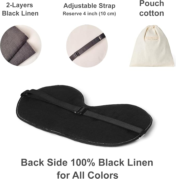 2-PACK Linen Eye Sleep Mask Oversized for sleeping • Organic Oeko-TEX Standard • Blackout Eye Shade cover • Adjustable strap • Breathable Travel Meditation Essential •Gift idea Woman Man (Camel+Natur)