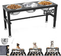 SHAINFUN Metal Elevated Dog Bowls Stand for Large Dogs with Mat & Three 58oz Food Water Bowls, Adjustable Height Raised Dog Bowl Stand