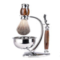 Deluxe Shaving Set for Men - 3-Layer Safety Razor with Badger Hair Brush,Soap Bowl & Magnetic Stand,Grooming Kit for Wet Shaving,Gift for Dad,Father’s Day,Birthday