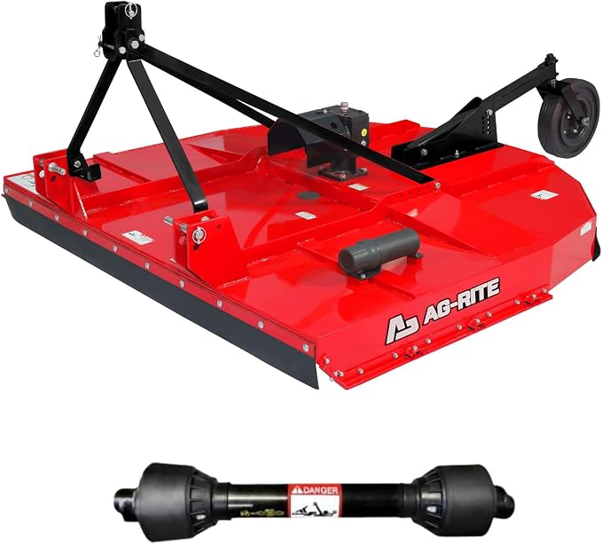 72 Inch Brush Hog Tractor Rotary Cutter with PTO, Fits 22-50 HP | Cat 1 & 2, Heavy Duty 3 Point PTO Rotary Mower, 6 Gauge Steel Deck, Slip Clutch Driveline, Cuts 2 Inch Brush