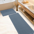 IM HOME Waffle Bath Mat Set 2 Piece Blue,Woven Modern Bath Rug Mats, Absorbent Non Slip Bath Floor Mat, Soft Washable Boho Bath Rugs with Tassels for Bathroom, Bedroom, Kitchen,Tub