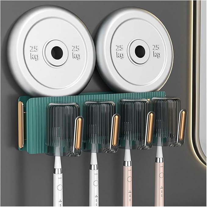 Toothbrush Rack Plastic Wall Mounted Toothbrush Holder Bathroom Green Orange Toothpaste Holder Adhesive Storage Box Bathroom Toothbrush Holder(B), S34cm