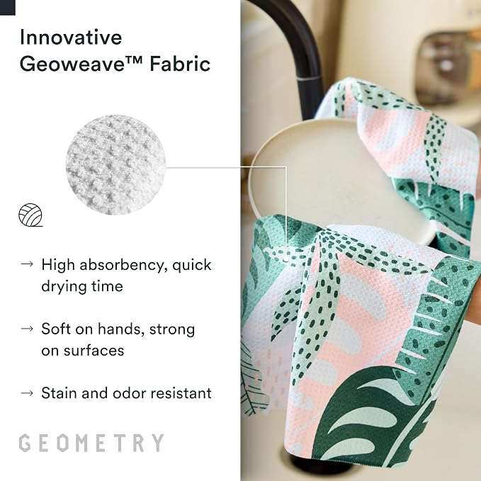 GEOMETRY Kitchen Tea Towels - Quick Dry Microfiber Dish Towels for Kitchen Diedre, 18" x 30" 1 Pack