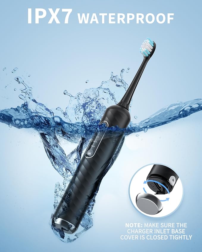 Electric Toothbrush with Water Flosser - 2 in 1 Teeth Cleaning Kit, Electric Toothbrush and flosser Combo with 3 Cleaning Modes, Portable Water flosser Design for Home & Travel (Black)
