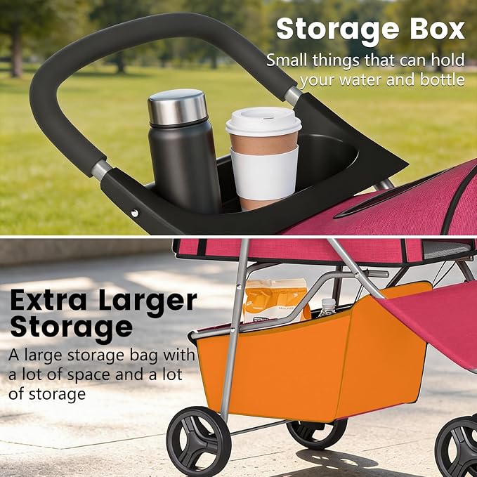 BestPet 3 Wheels Pet Dog Stroller Cat Cage for Medium Small Dogs Cats Travel Folding Carrier Waterproof Puppy Stroller with Cup Holder & Removable Liner,Red