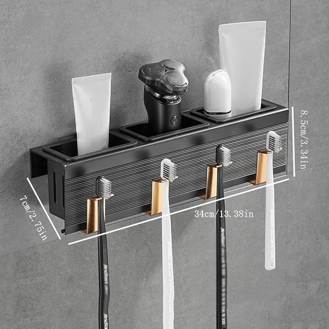 Toothbrush Rack Modern Light Luxury Wall Mounted Toothbrush Holder for Razor Holder Bathroom Storage Toothbrush Holder Makeup Holder Bathroom Toothbrush Holder(C)