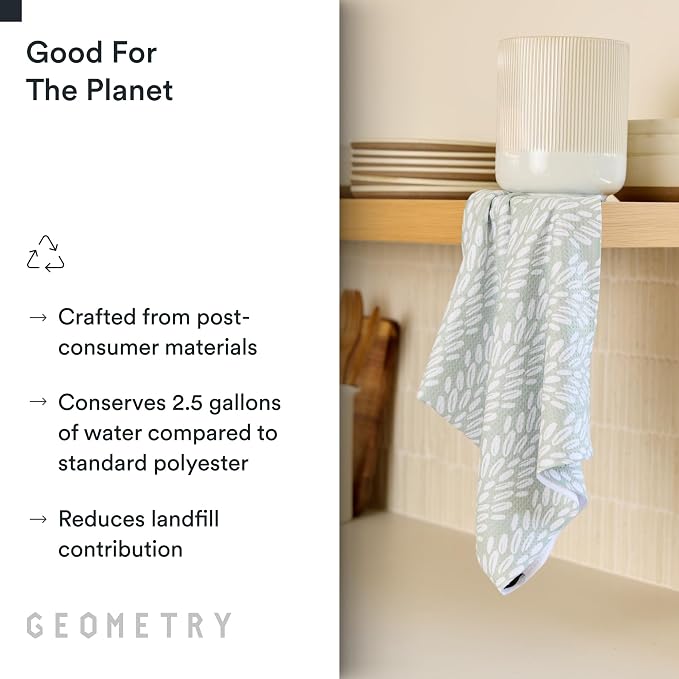 GEOMETRY Kitchen Tea Towels - Quick Dry Microfiber Dish Towels for Kitchen Checkmate CA, 18" x 30" 2-Pack
