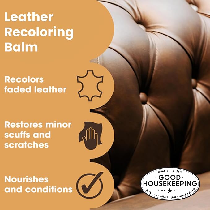 Furniture Clinic The Original Leather Recoloring Balm | Medium Brown Leather Dye | Repair Scratched, Faded, & Worn Leather | Restore Your Leather Couches, Sofas, and Furniture | 250 ml / 8.5 fl oz