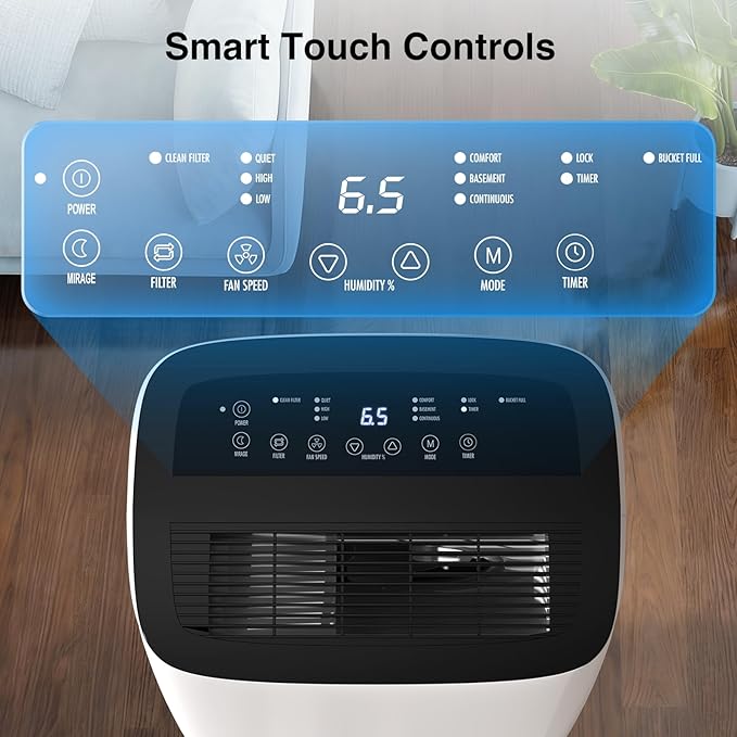 ZAFRO 5000 Sq.Ft Dehumidifiers for Home and Basement with Drain Hose, Energy Saving Max 80 Pints Dehumidifier with Auto or Manual Drainage, Auto Defrost, Three Modes, 24Hrs Timer