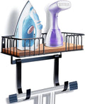 TJ.MOREE Ironing Board Hanger Metal Wall Mount Iron and Ironing Board Holder, Laundry Room Decor and Storage with Large Storage Black