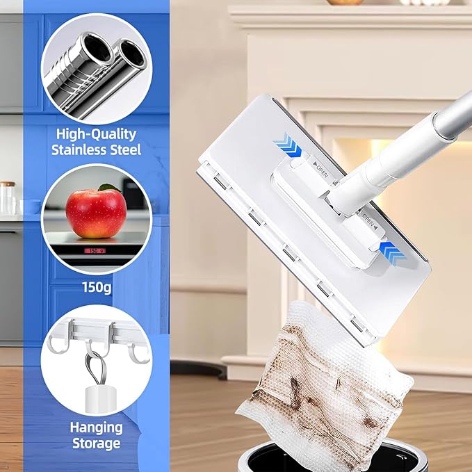Snap Grip Mini Mop - No Wash Lazy Sweeper Mops, Zero Touch Disposable Dust Mop (Mini Mop)