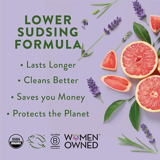 Rebel Green Super Deluxe Dish Soap - Natural Dishwashing Soap - Liquid Dish Detergent - Sustainable Dish Liquid Scented with Lavender & Grapefruit - (16 oz Bottles, 4 Pack)