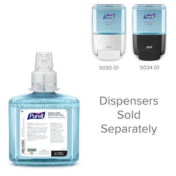 PURELL Brand HEALTHY SOAP Gentle & Free Foam, Fragrance Free, 1200 mL Hand Soap Refill for PURELL ES4 Manual Soap Dispenser (Pack of 2) - 5072-02 - Manufactured by GOJO, Inc.
