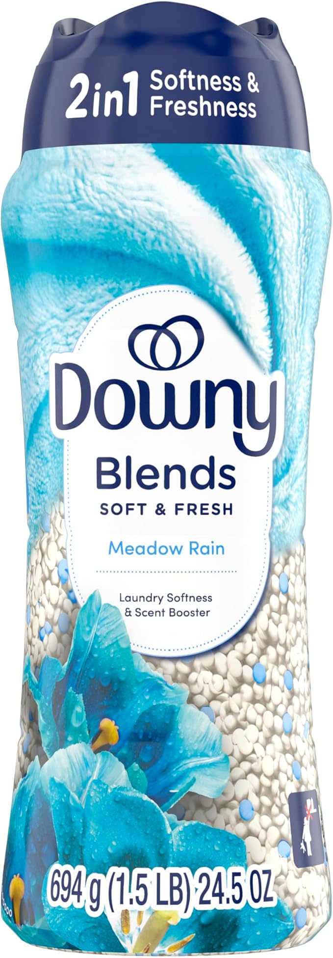 Downy Blends In Wash Laundry Scent Booster Beads, Meadow Rain Scent, 24.5 OZ, Fabric Softener Beads And Freshness