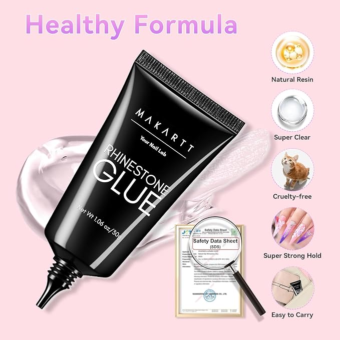 Makartt Rhinestone Glue for Nails: Super Strong 3D Gel for Nail Charms Gems | 30ML UV Gel Nail Art Jewel Diamonds Decorations for Salon DIY Manicure, Nail Lamp Cured Need at Home Beauty Gifts for Women