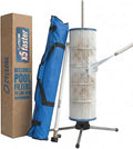 CYCLONE FILTER CLEANER PRO – Patented Hose-Powered Spinning Cartridge Filter Cleaning Tool with Folding Tripod Stand & Pro Tool Bag – Cleans 5X Faster – Fits 3”, 4”, 6” ID Pool Filters