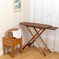 Premium Solid Wood Ironing Board with Foam Pad & Cotton Cover, Adjustable Height for Home Use(White)