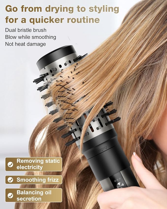 7MAGIC 6 in 1 Multi Hair Styler Dryer Brush, 110,000 RPM High-Speed, Negative Ionic, Fast Drying for Professional Blow Dry, Curling, Volumizing, Straightening and Styling, Silver
