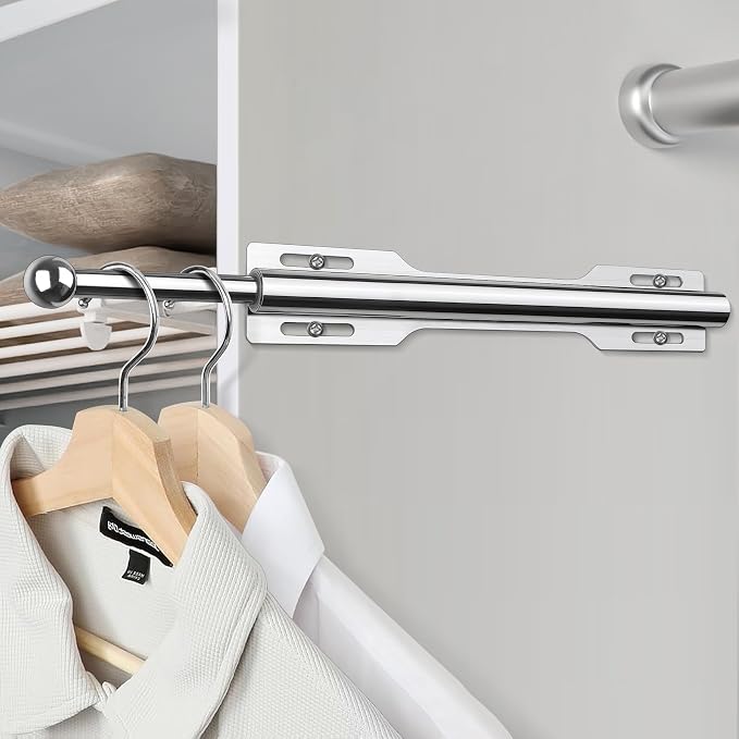 12" Valet Rod for Closet Pull Out (2 Pack, Chrome)