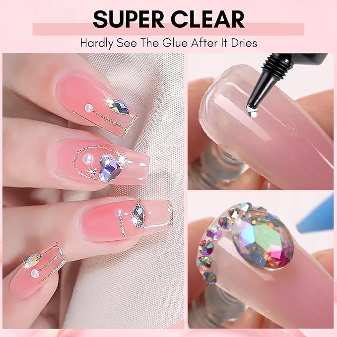 Makartt 15ml UV Rhinestone Glue Gel for Nail Gems and Charms | Medium Viscosity, DIY 3D Nail Art, Salon Rhinestone Looks, 120s UV Lamp Cure, Glitter, Pearls and Sequins