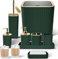 XLHOMO Bathroom Accessories Set - Gorgeous Green Bathroom Set, 10PC Green Bathroom Accessory Set, Bathroom Sets with Toilet Brush, Bathroom Trash Can