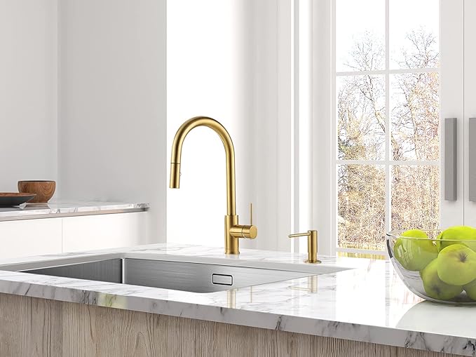 AguaStella ASF026BG Built in Soap Dispenser Brushed Gold Brightly for Kitchen Sink with Soap Bottle Countertop Pump